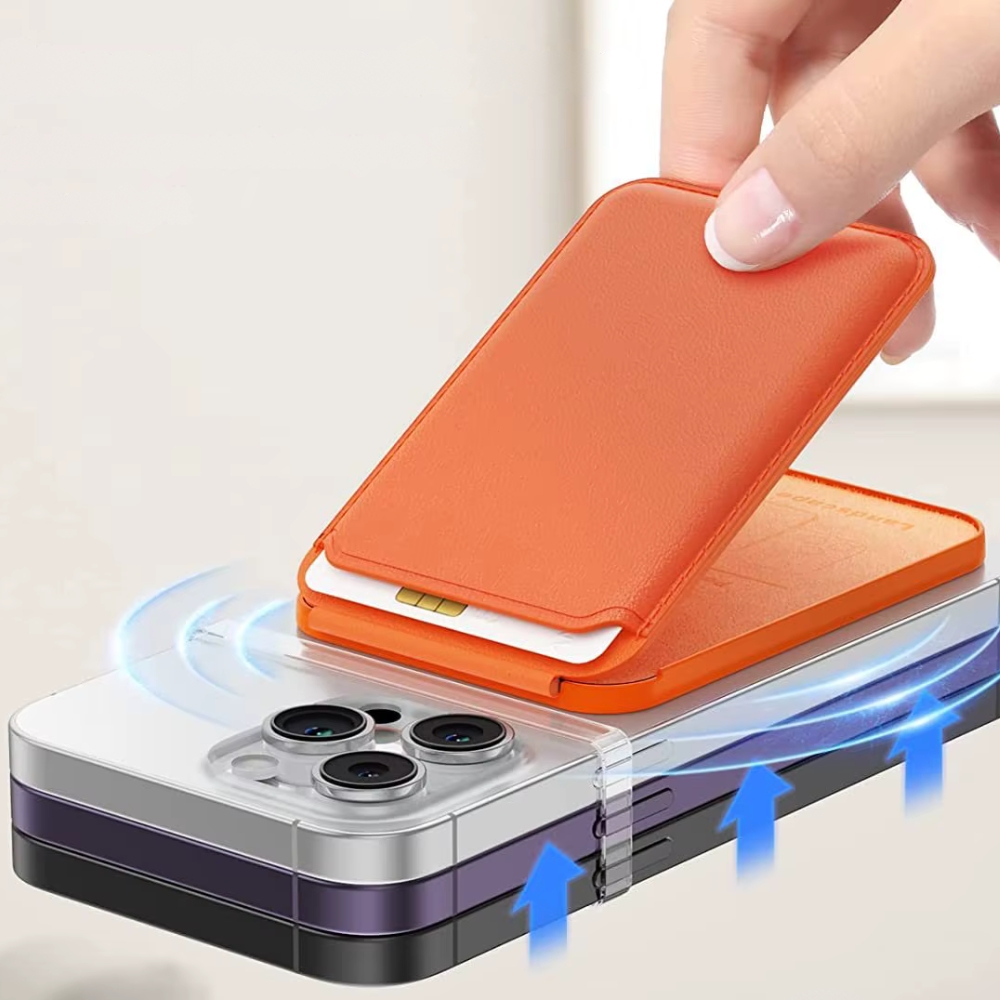 MagSafe vegan leather mobile phone wallet - Magnetic premium wallet with 1 compartment for 3 cards