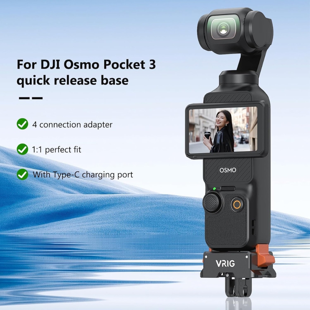 Adattatore per DJI Osmo Pocket 3 - Base metallica 4-in-1 con filettatura Type-C da 1/4 di pollice