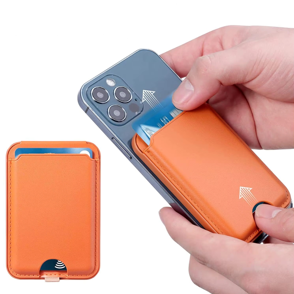 Cartera MagSafe de piel vegana para móvil - Cartera magnética premium con 1 compartimento para 3 tarjetas
