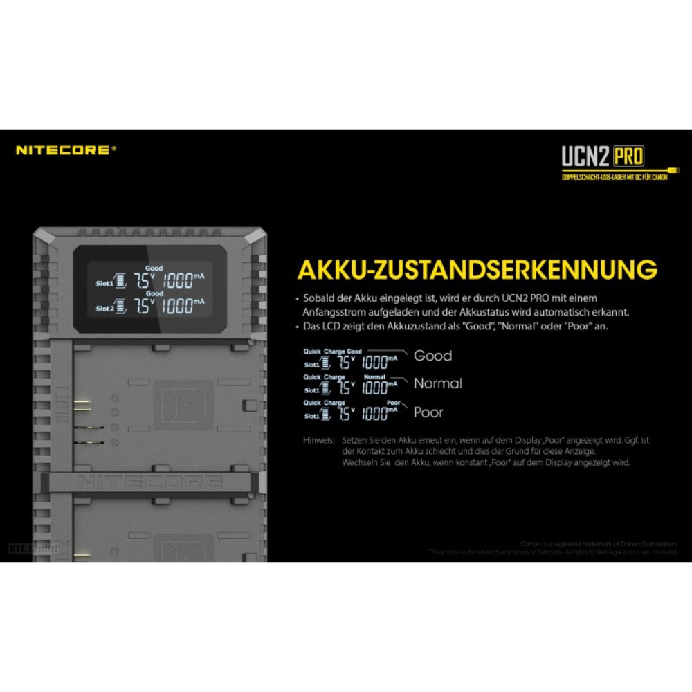 Cargador Nitecore UCN 2 PRO para Canon