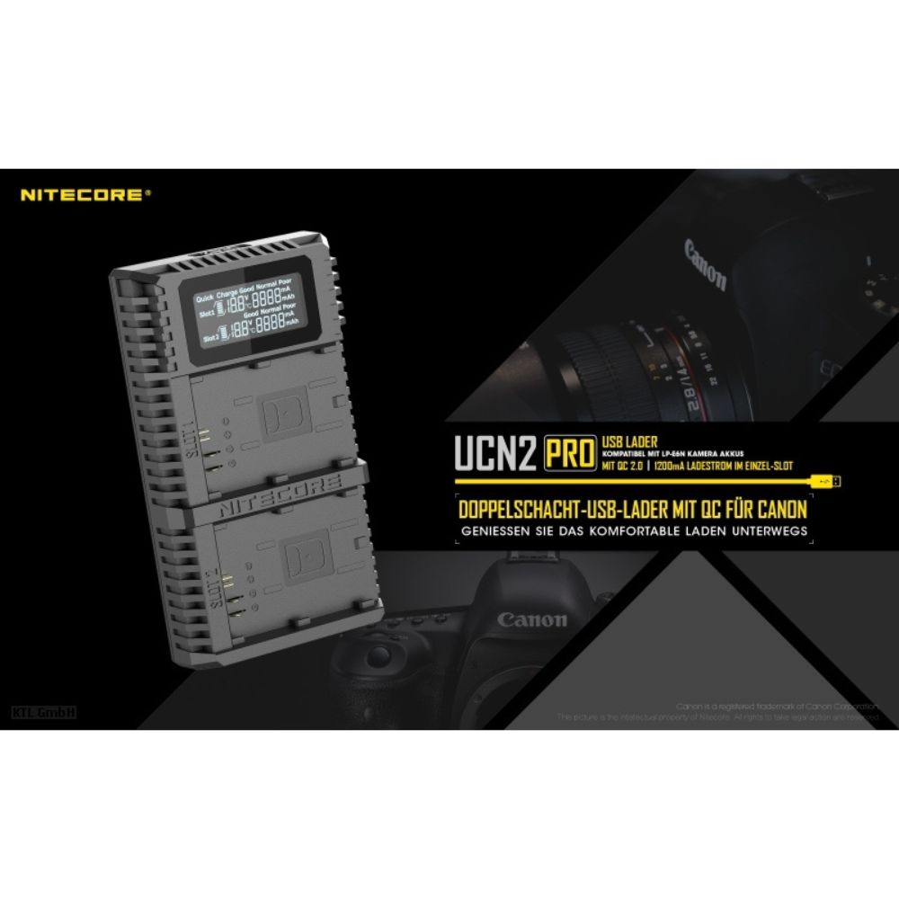 Cargador Nitecore UCN 2 PRO para Canon