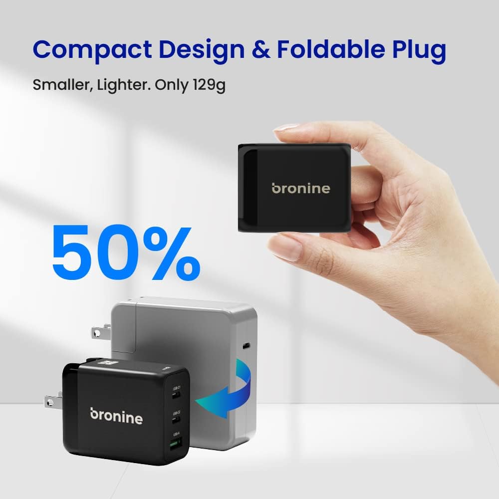 Cargador Bronine 1 puerto USB-C 65W PD GaN para UE