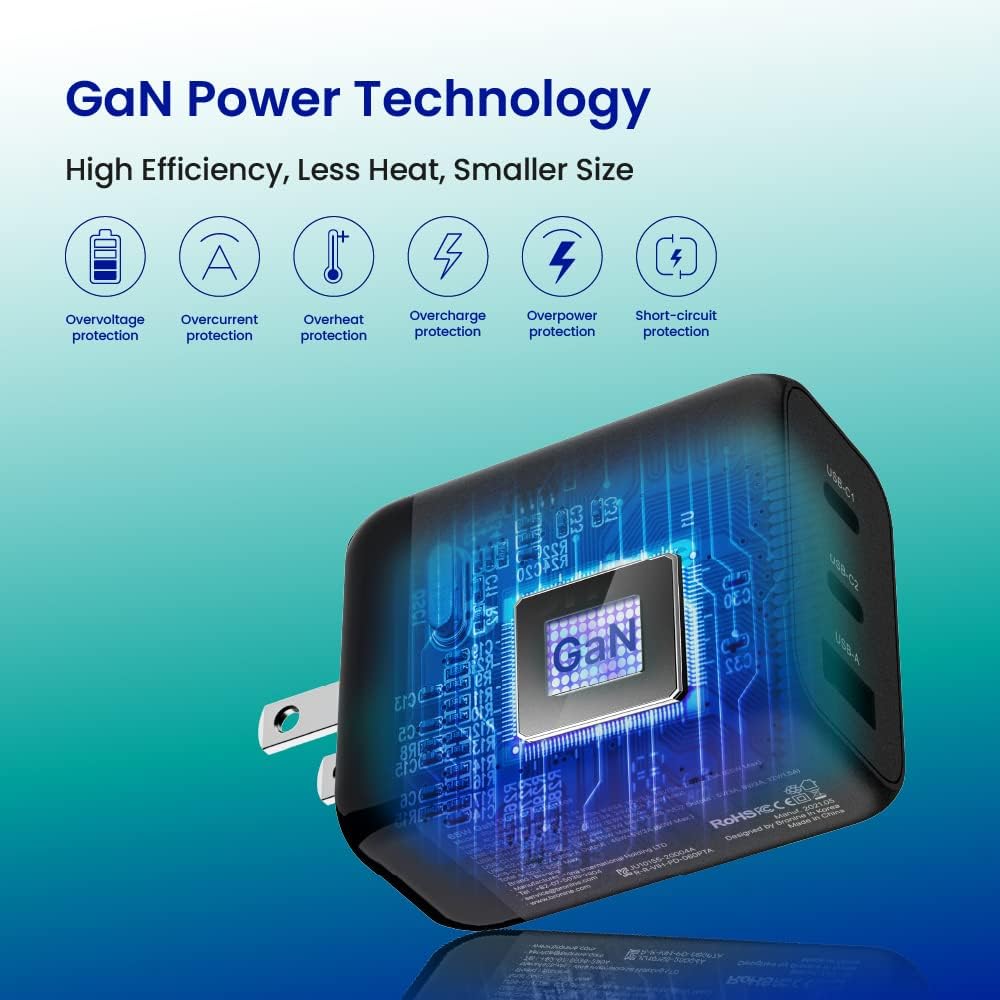 Cargador Bronine 1 puerto USB-C 65W PD GaN para UE