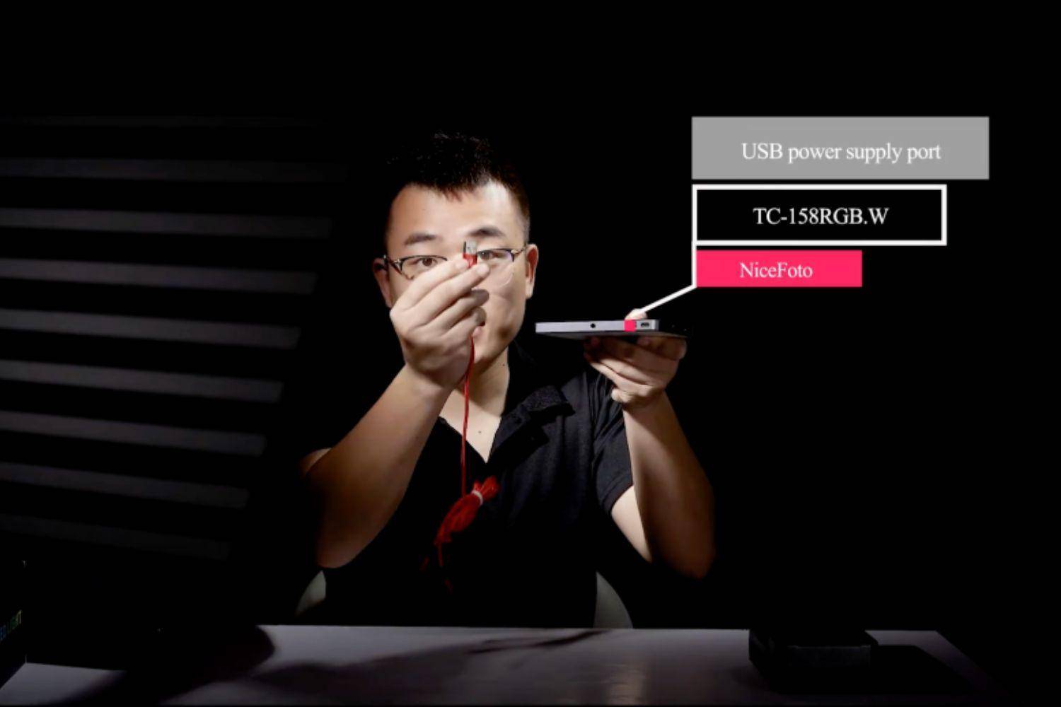 Luz de vídeo LED con banco de energía integrado ColorGlow TC 158