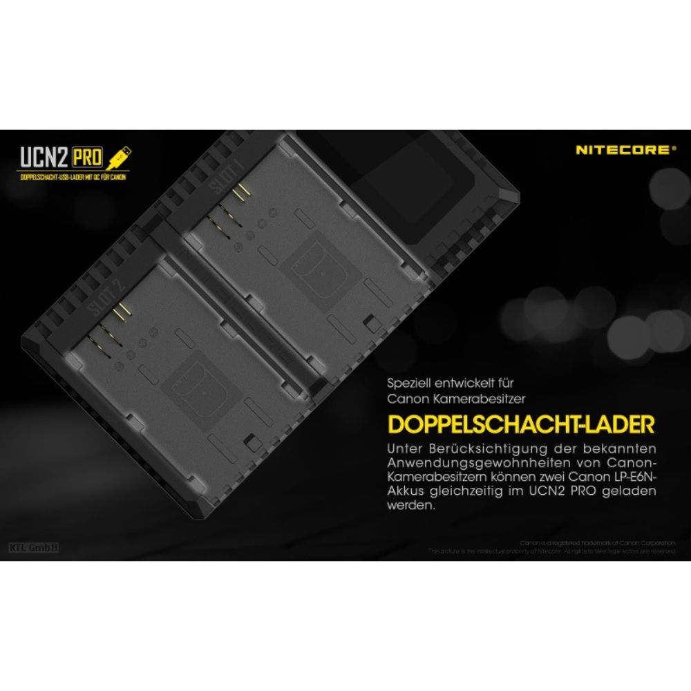 Cargador Nitecore UCN 2 PRO para Canon