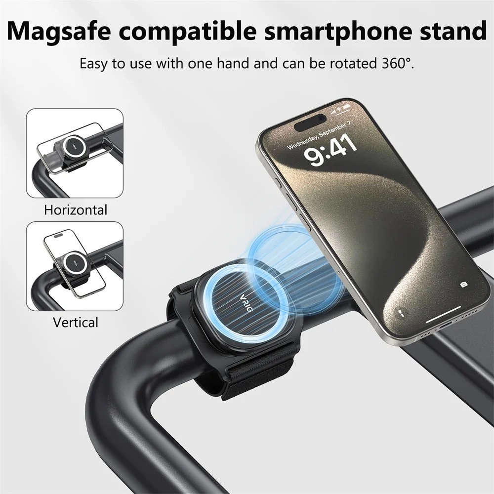Soporte magnético MagSafe para teléfono, giratorio 360°, compatible con iPhone 16/15/14/13 y Android - Perfecto para el gimnasio, el coche y la muñeca