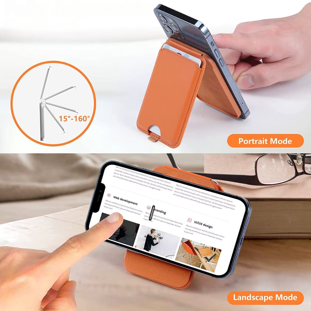 MagSafe vegan leather mobile phone wallet - Magnetic premium wallet with 1 compartment for 3 cards